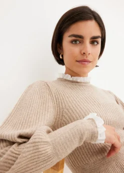 Online Jersey con inserto de blusa Mujer Jerséis|Ropa De Punto