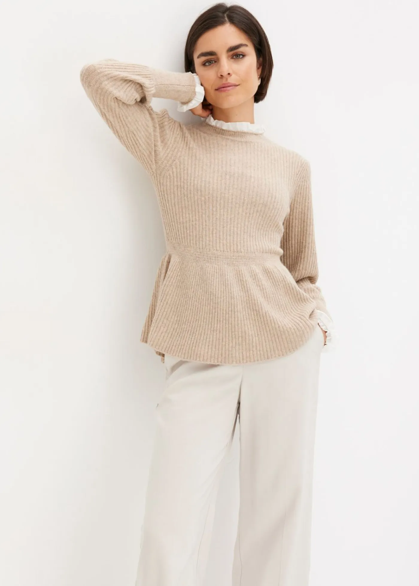 Online Jersey con inserto de blusa Mujer Jerséis|Ropa De Punto