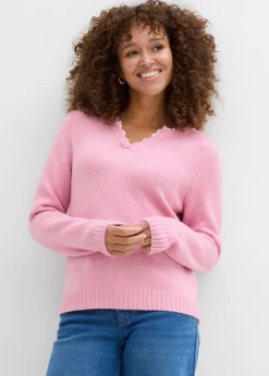 Outlet Jersey con inserto de encaje Mujer Jerséis|Ropa De Punto