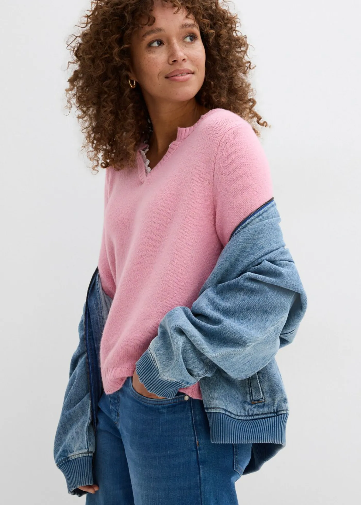 Outlet Jersey con inserto de encaje Mujer Jerséis|Ropa De Punto