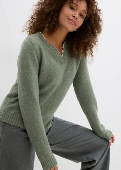 Outlet Jersey con inserto de encaje Mujer Jerséis|Ropa De Punto