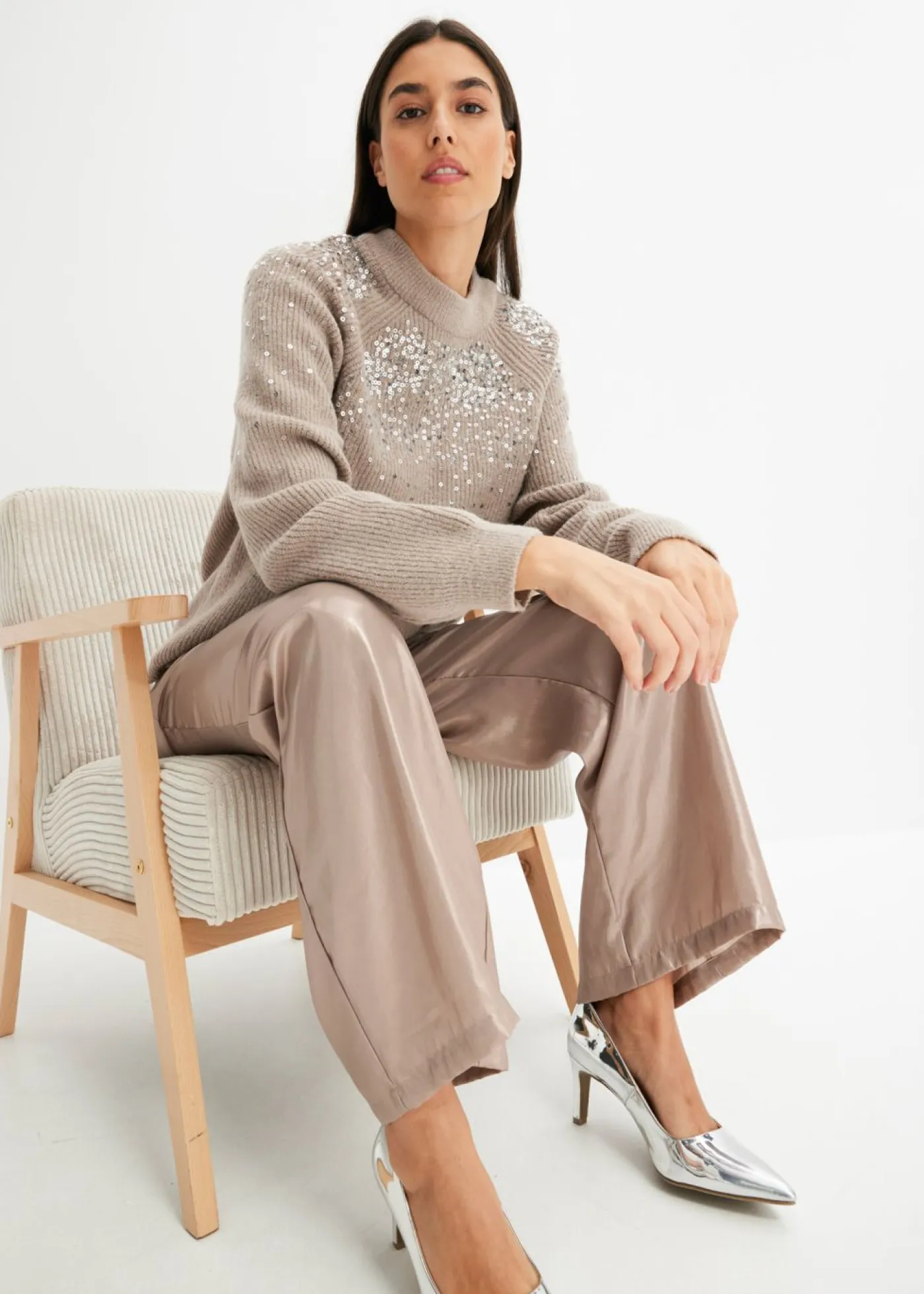Outlet Jersey con lentejuelas Mujer Jerséis|Ropa De Punto