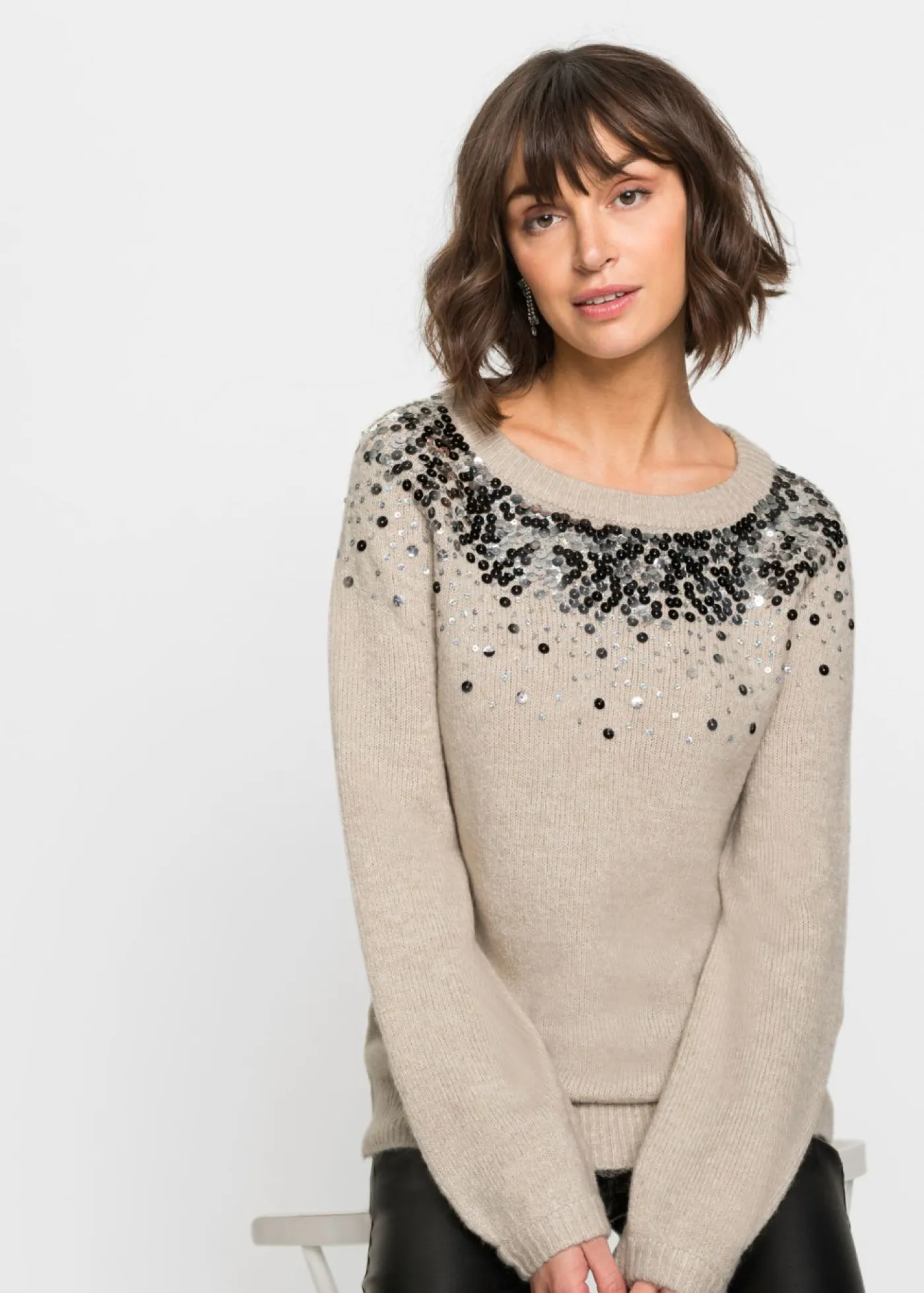 Hot Jersey con lentejuelas coloridas Mujer Jerséis|Ropa De Punto