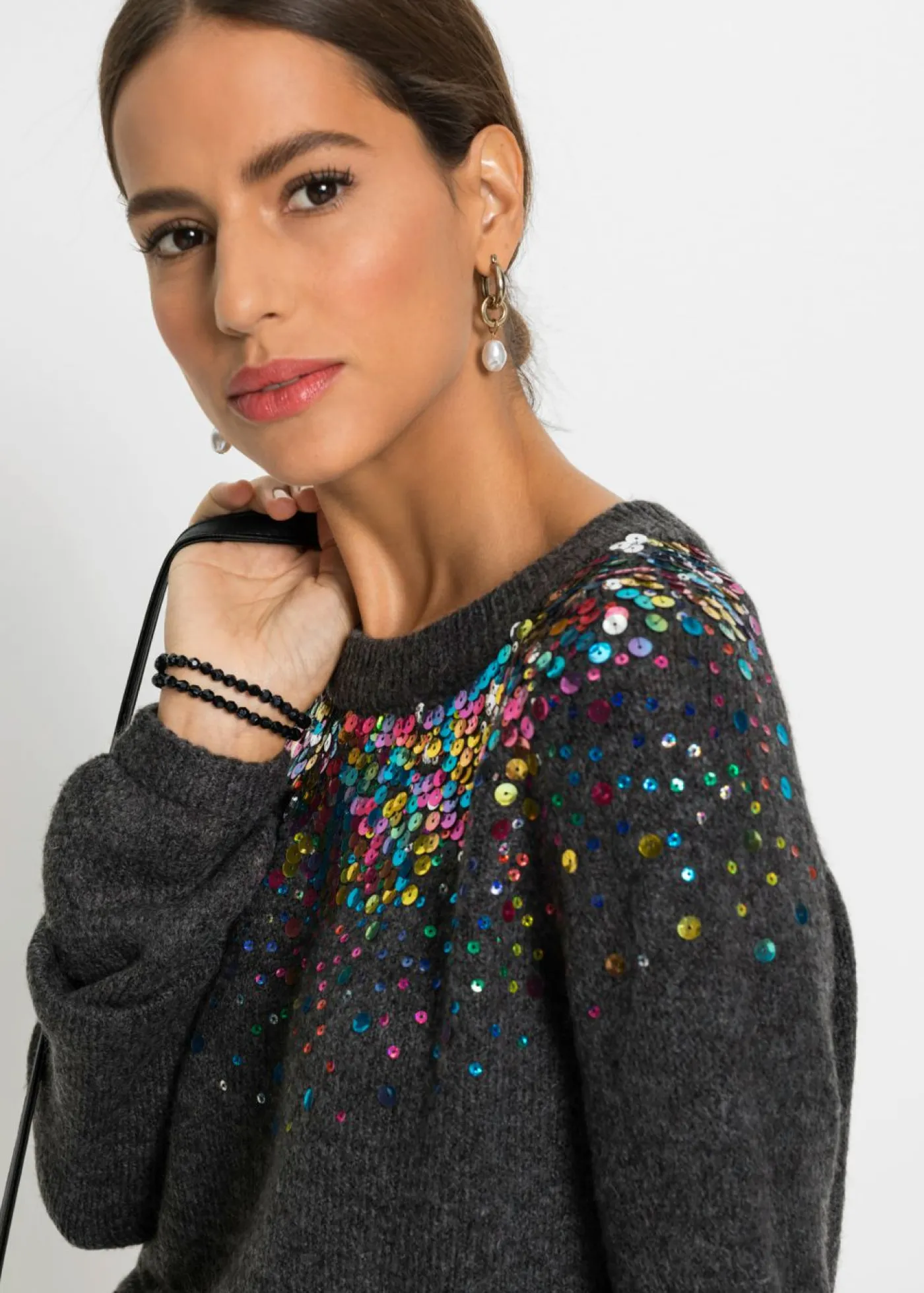 Clearance Jersey con lentejuelas coloridas Mujer Jerséis|Ropa De Punto