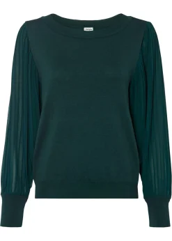 Jersey con mangas plisadas de viscosa sostenible Mujer Jerséis|Ropa De Punto