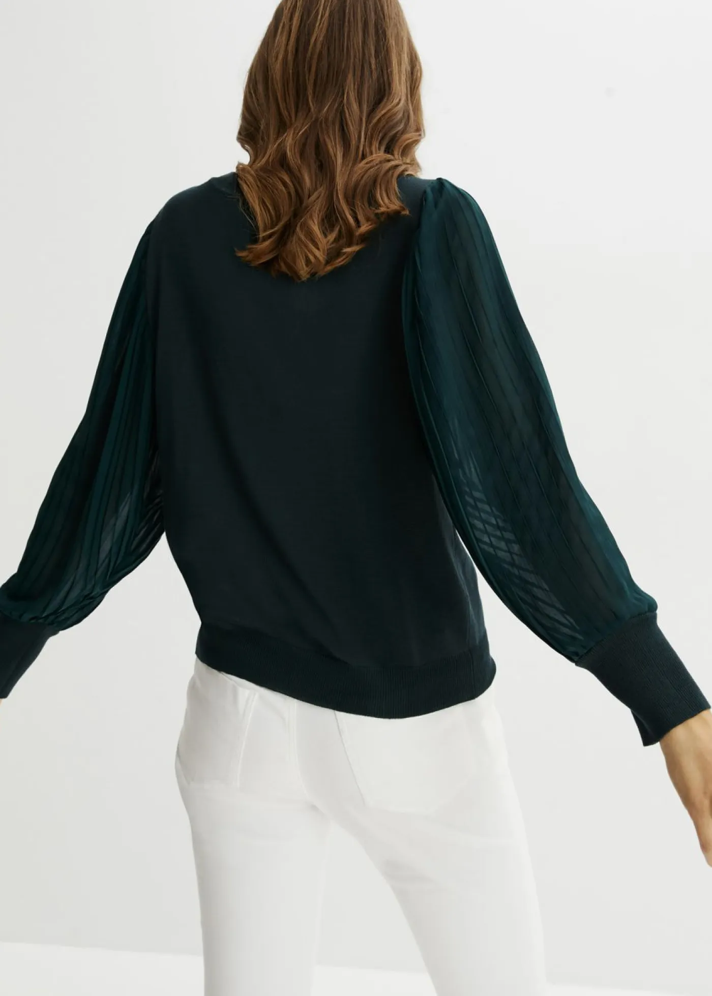 Jersey con mangas plisadas de viscosa sostenible Mujer Jerséis|Ropa De Punto