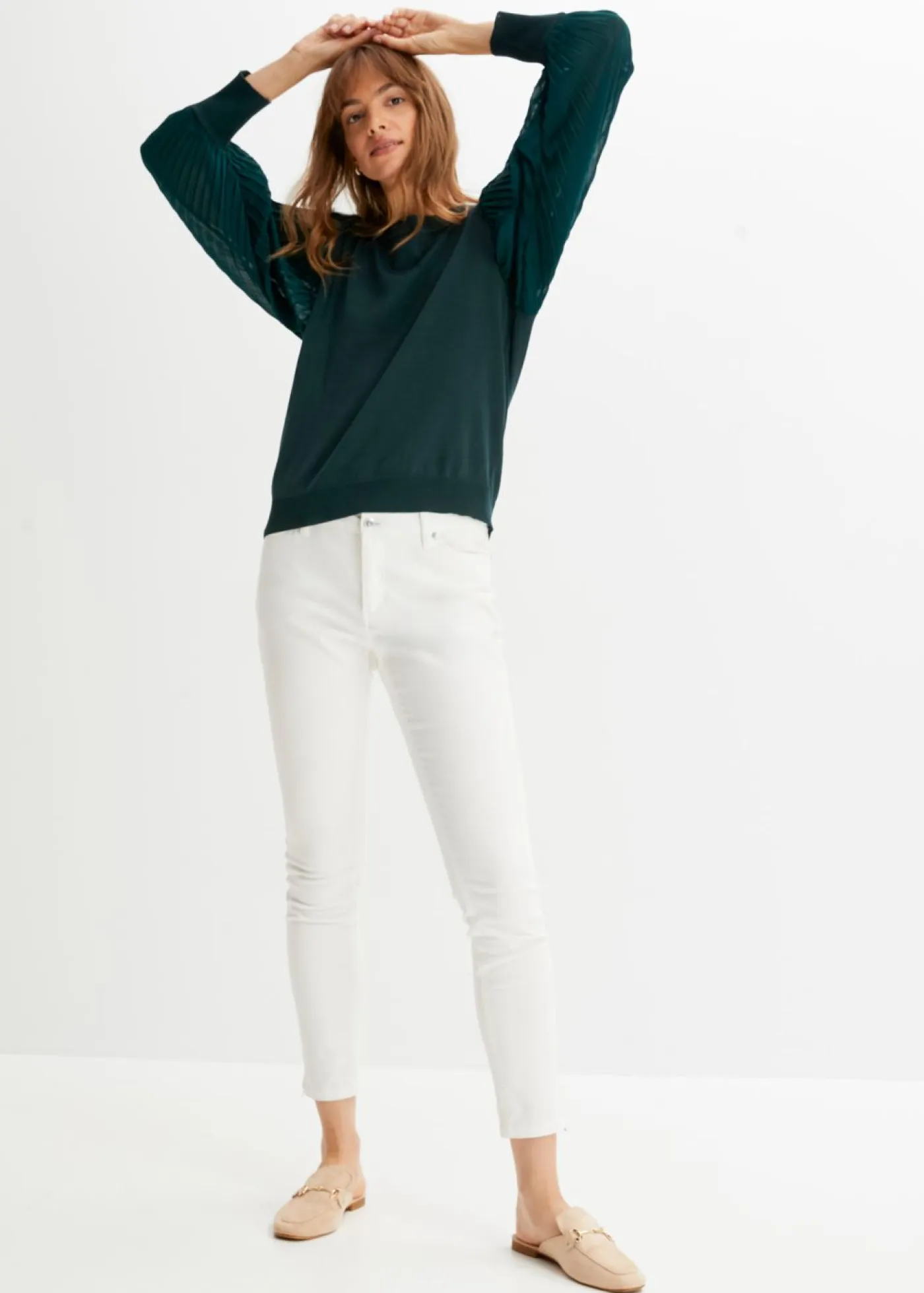 Jersey con mangas plisadas de viscosa sostenible Mujer Jerséis|Ropa De Punto