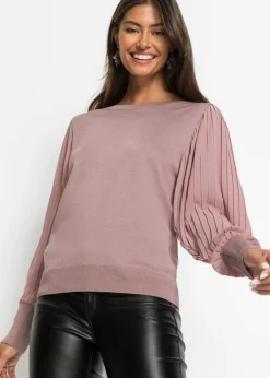 Best Jersey con mangas plisadas de viscosa sostenible Mujer Jerséis|Ropa De Punto