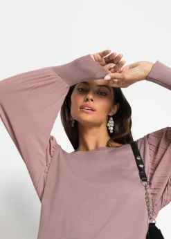 Best Jersey con mangas plisadas de viscosa sostenible Mujer Jerséis|Ropa De Punto