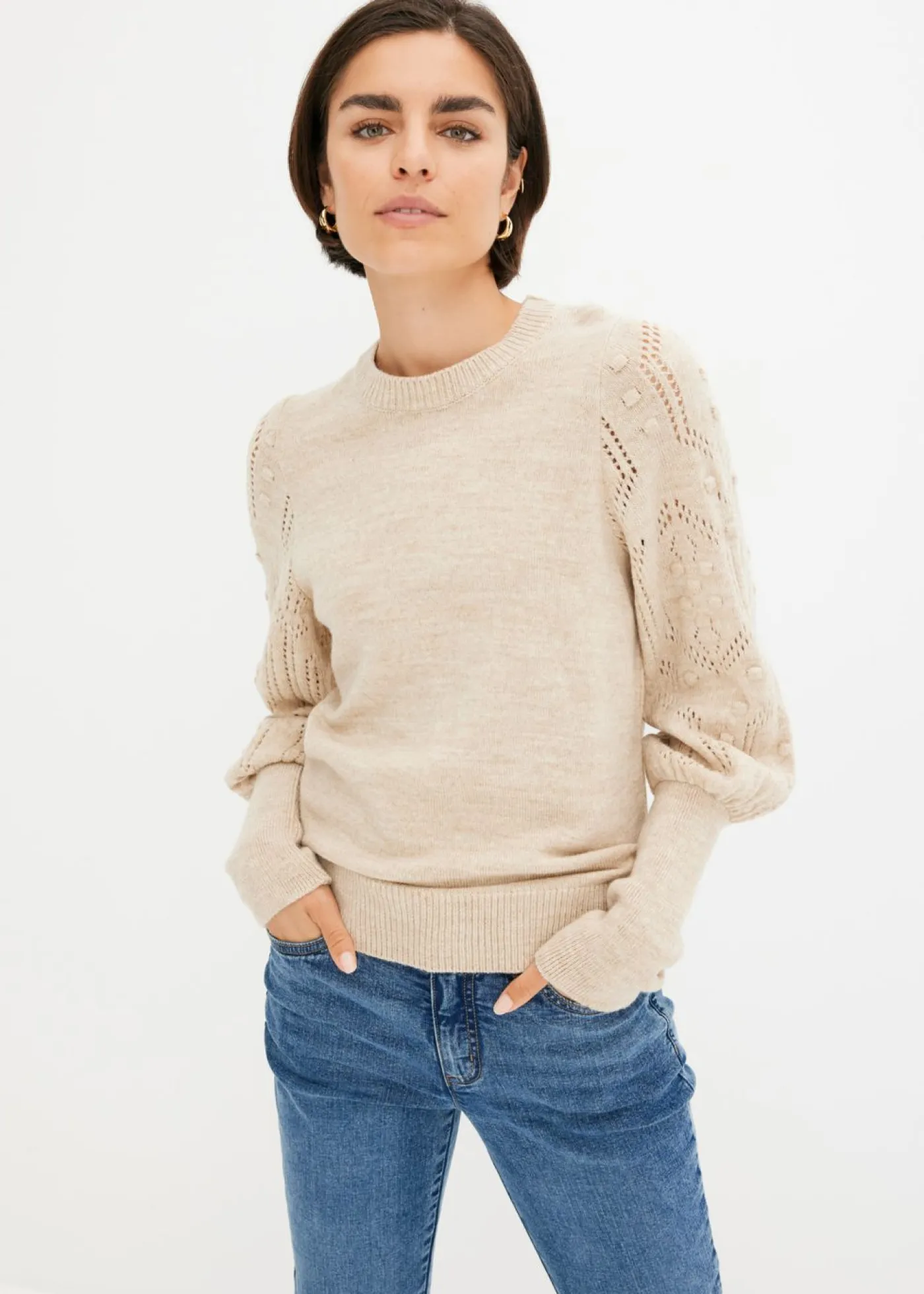 Online Jersey con patrón de ajour Mujer Jerséis|Ropa De Punto