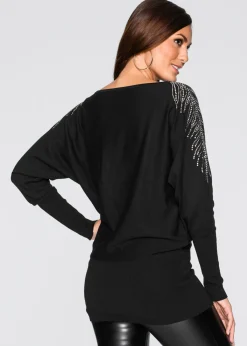 Outlet Jersey con strass en los hombros Mujer Jerséis|Ropa De Punto
