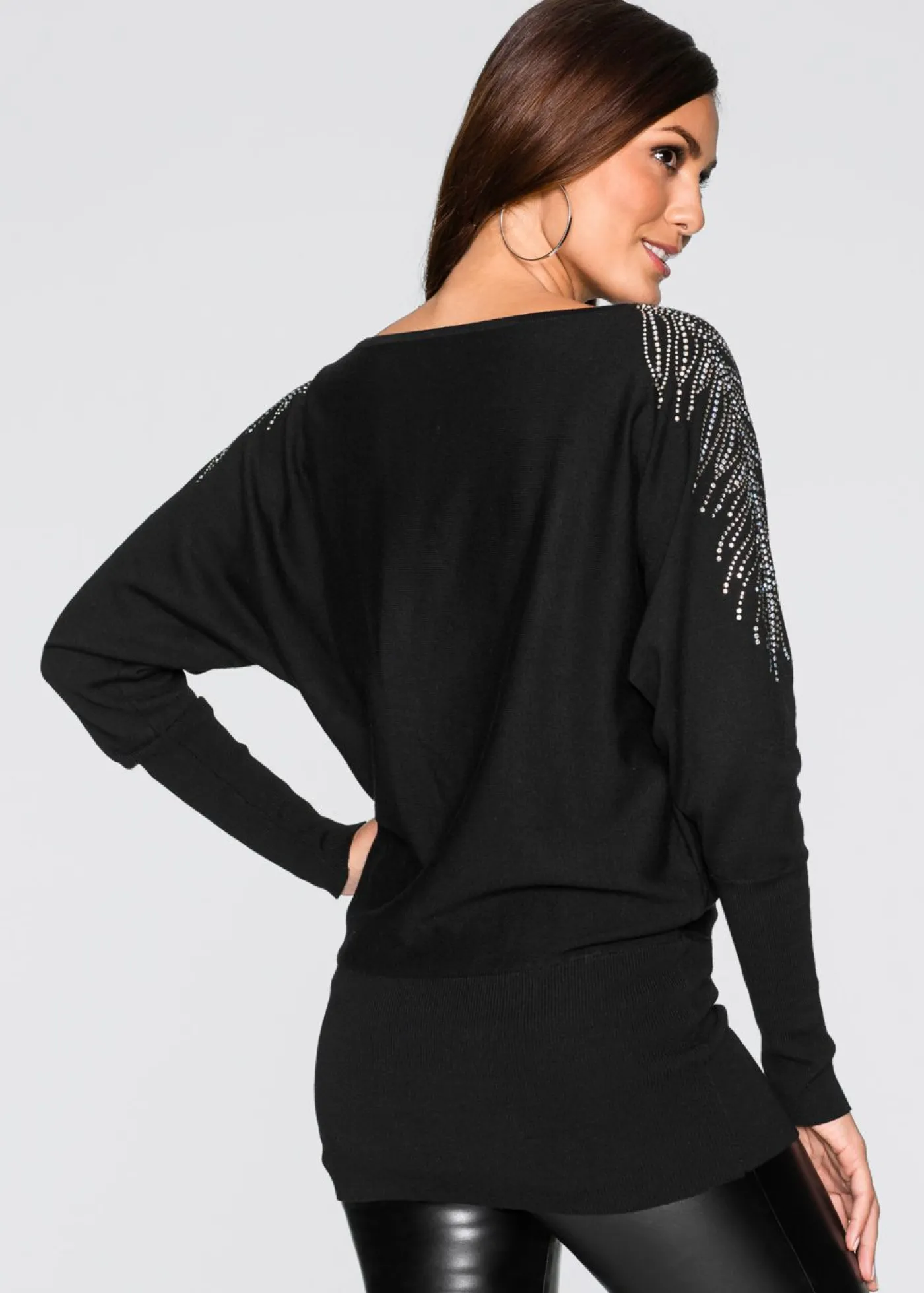 Outlet Jersey con strass en los hombros Mujer Jerséis|Ropa De Punto