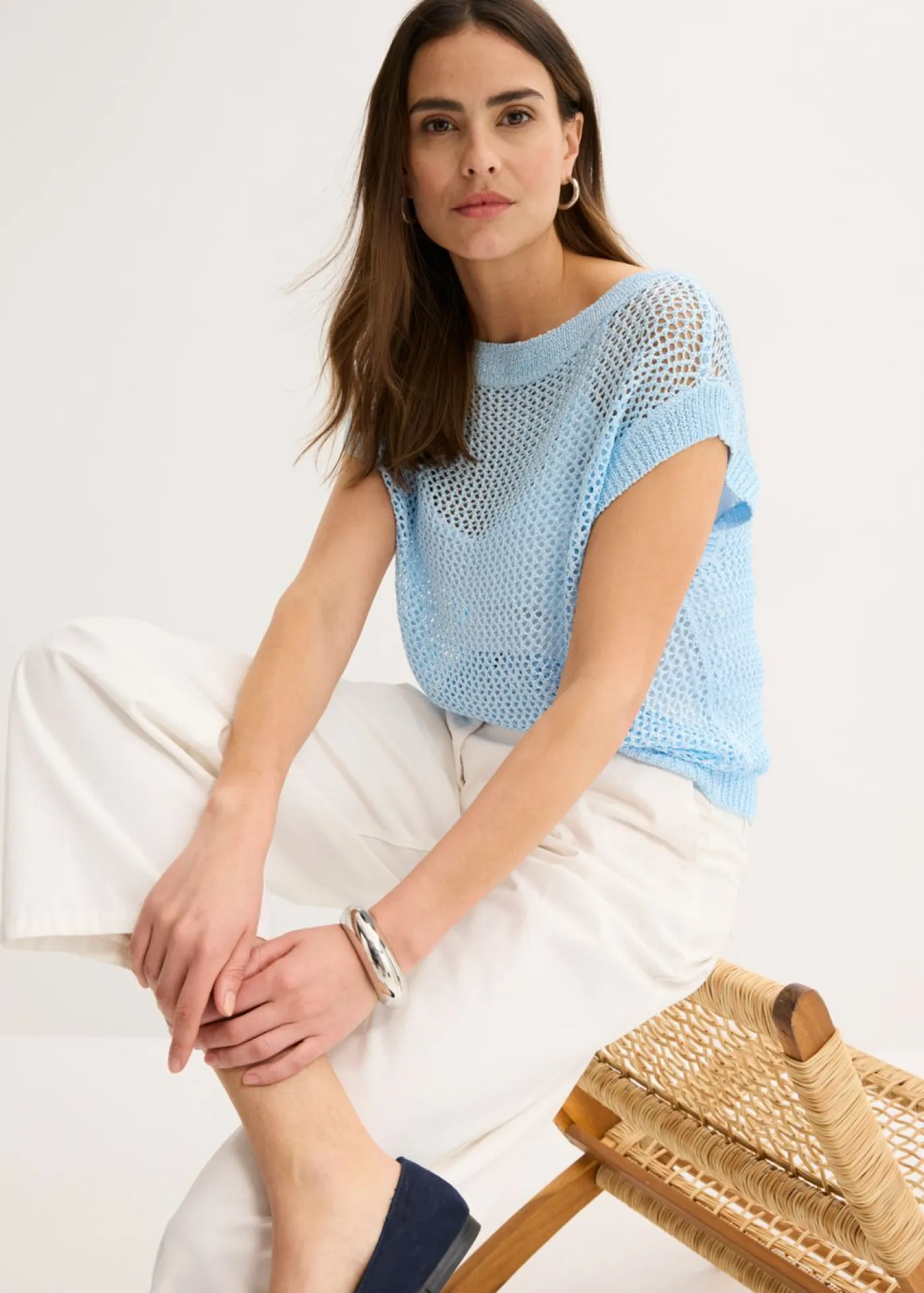 Online Jersey de ajour con hilo brillante Mujer Jerséis|Ropa De Punto