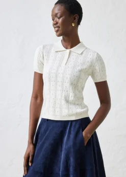Online Jersey de ajour con mezcla de seda Mujer Premium|Jerséis