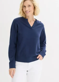 Outlet Jersey de algodón con detalle de botones Mujer Jerséis|Ropa De Punto