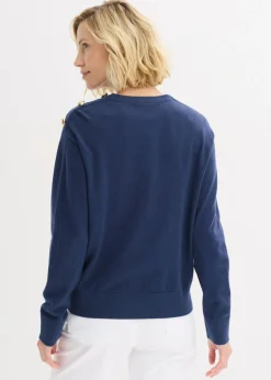 Outlet Jersey de algodón con detalle de botones Mujer Jerséis|Ropa De Punto