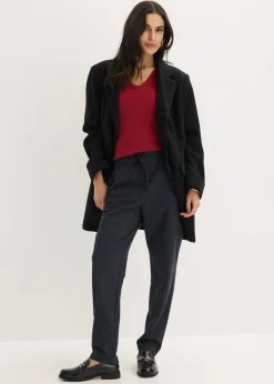 Outlet Jersey de canalé de manga corta con viscosa Mujer Jerséis|Ropa De Punto