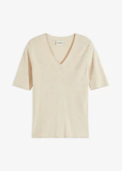 Discount Jersey de canalé de manga corta con viscosa Mujer Jerséis|Ropa De Punto