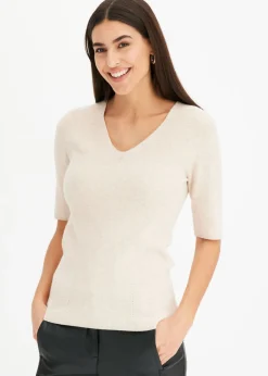 Discount Jersey de canalé de manga corta con viscosa Mujer Jerséis|Ropa De Punto