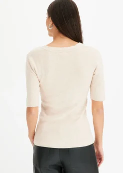 Discount Jersey de canalé de manga corta con viscosa Mujer Jerséis|Ropa De Punto