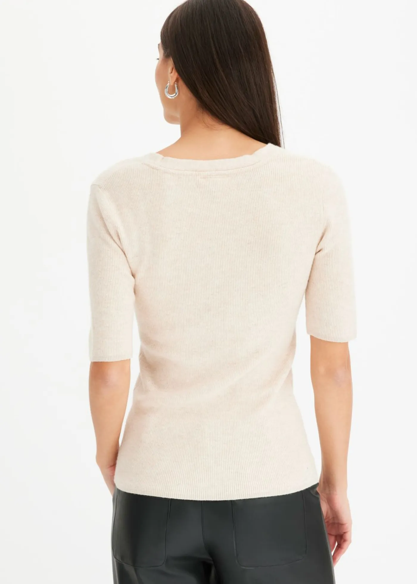 Discount Jersey de canalé de manga corta con viscosa Mujer Jerséis|Ropa De Punto