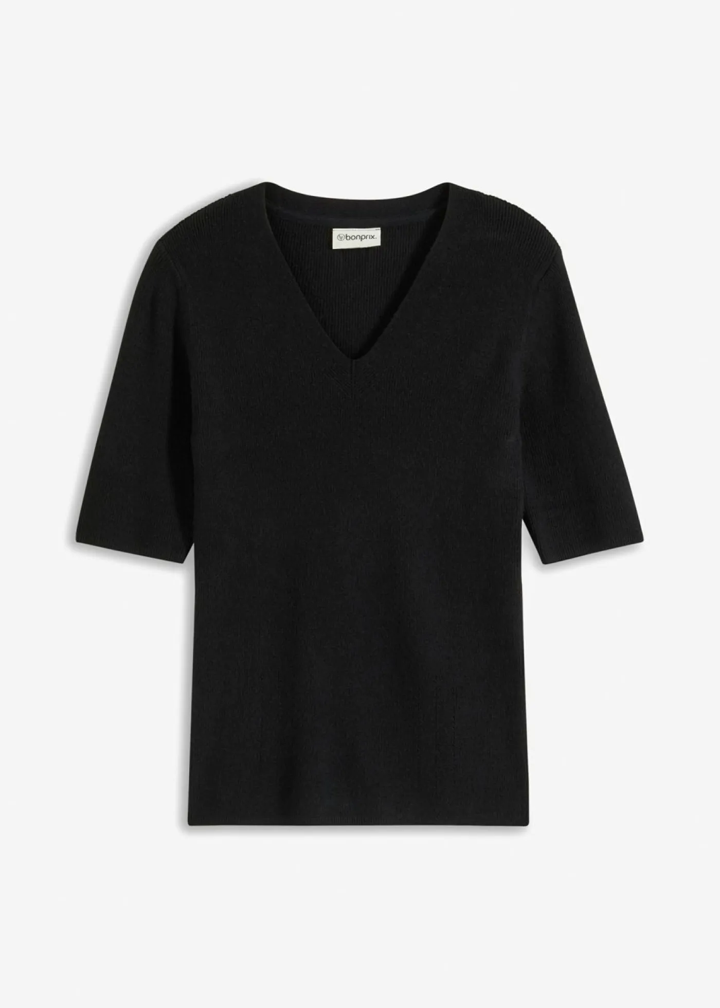 Online Jersey de canalé de manga corta con viscosa Mujer Jerséis|Ropa De Punto