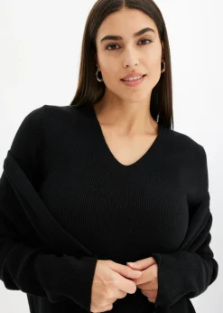 Online Jersey de canalé de manga corta con viscosa Mujer Jerséis|Ropa De Punto