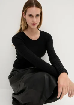 Hot Jersey de canalé en lana merina Mujer Premium|Jerséis