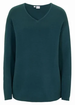 New Jersey de canalé Milano con escote en V Mujer Jerséis|Ropa De Punto