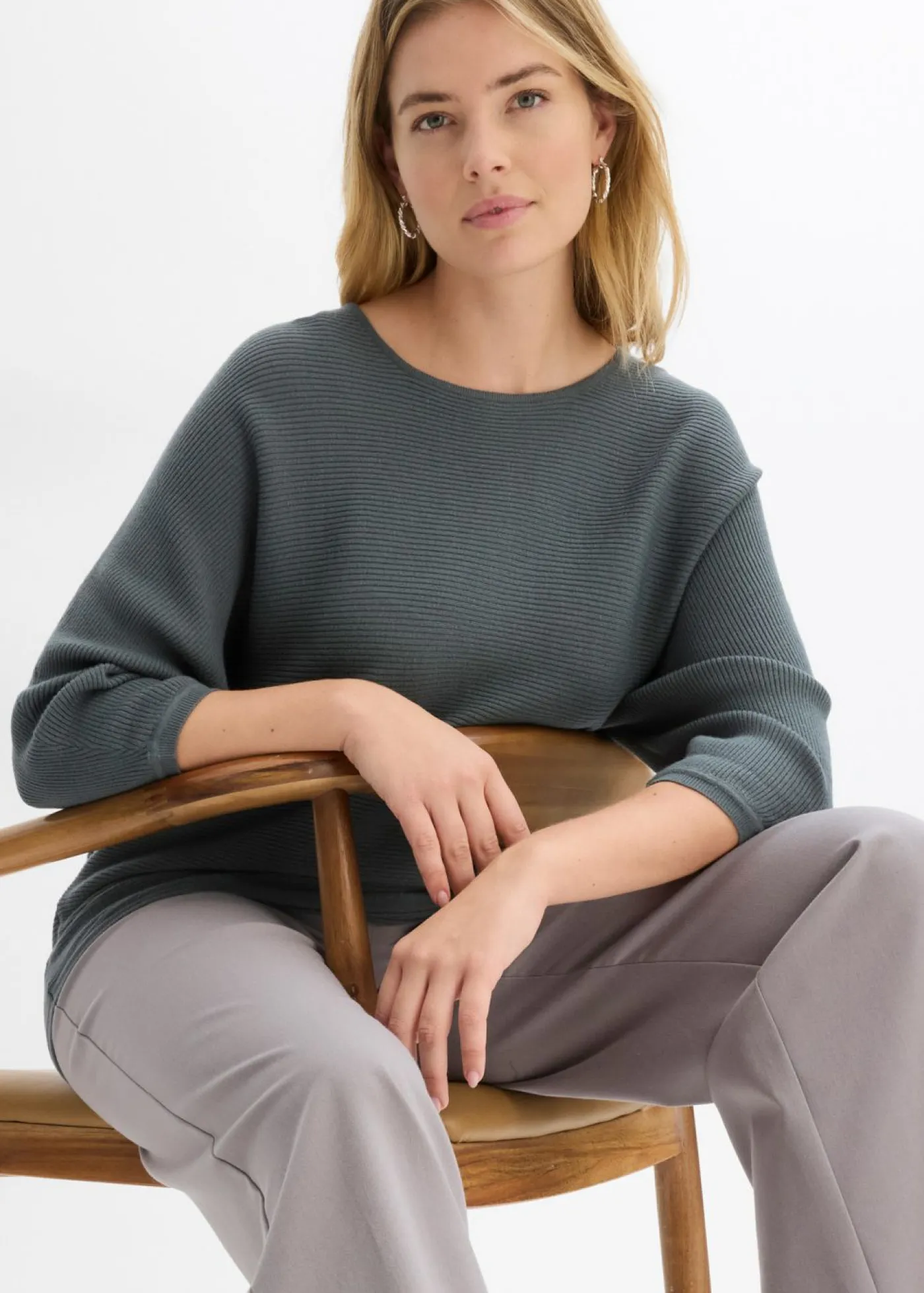 Hot Jersey de canalé oversize de mezcla de viscosa Mujer Jerséis|Ropa De Punto
