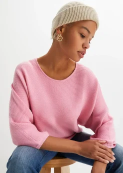 Jersey de canalé oversize de mezcla de viscosa Mujer Jerséis|Ropa De Punto