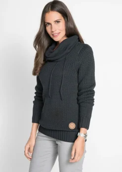New Jersey de cuello alto con cordones Mujer Ropa De Punto|Jerséis