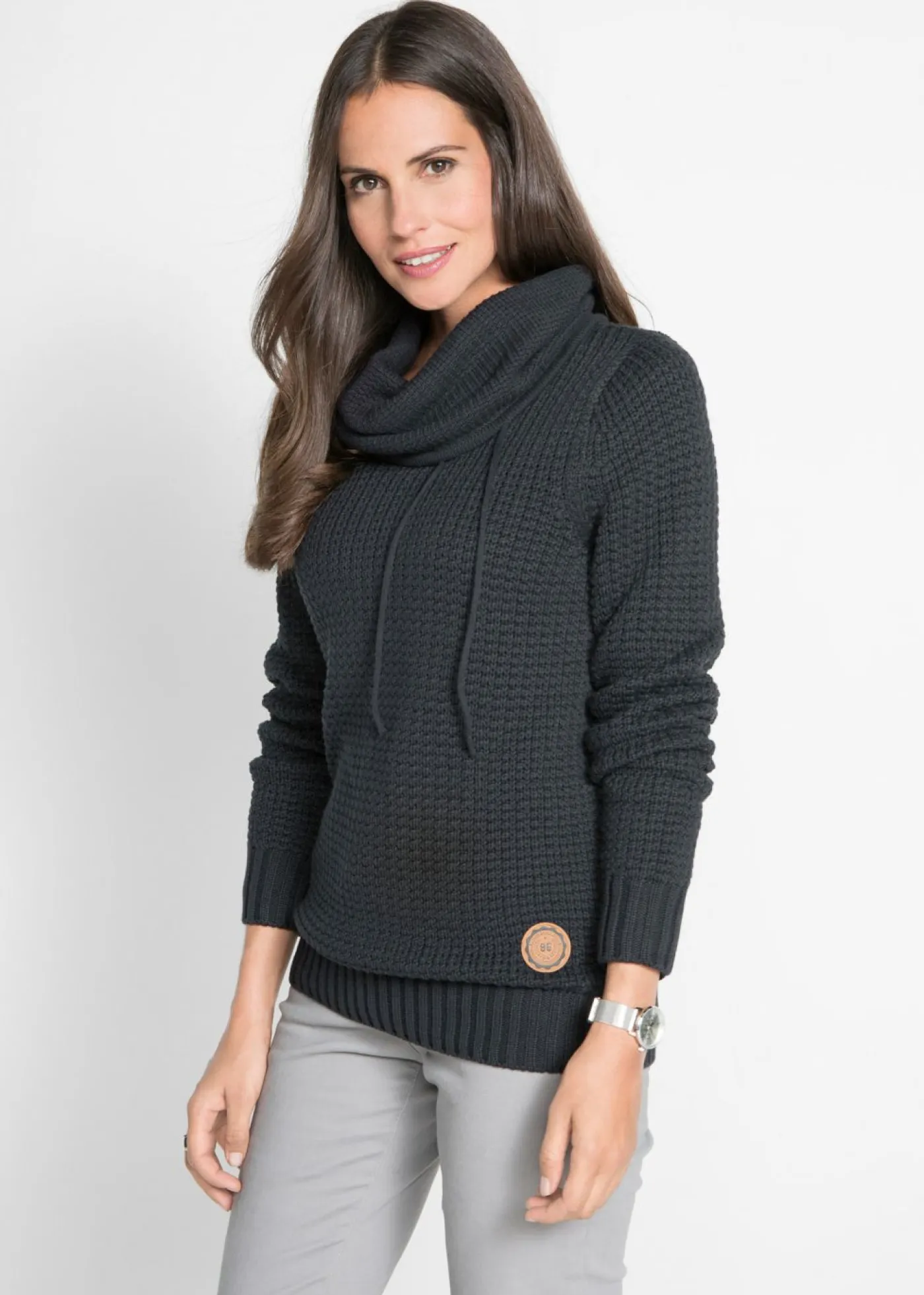 New Jersey de cuello alto con cordones Mujer Ropa De Punto|Jerséis