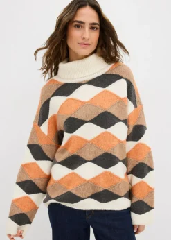 Best Jersey de cuello alto con patrón Mujer Jerséis|Ropa De Punto