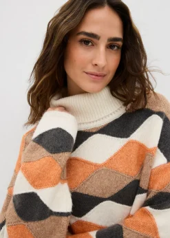 Best Jersey de cuello alto con patrón Mujer Jerséis|Ropa De Punto