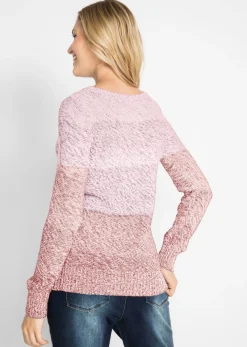 Online Jersey de cuello redondo con degradado cromático y manga larga Mujer Jerséis|Ropa De Punto