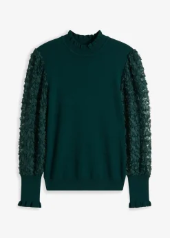 Best Jersey de cuello vuelto con mangas decorativas de gasa Mujer Jerséis|Ropa De Punto