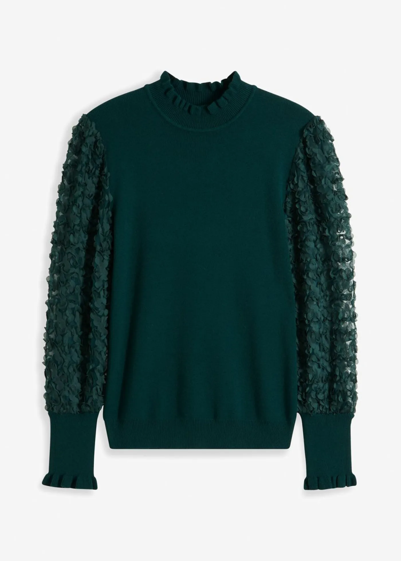 Best Jersey de cuello vuelto con mangas decorativas de gasa Mujer Jerséis|Ropa De Punto