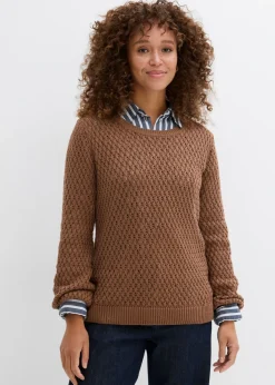 Jersey de mezcla de algodón con punto estructurado Mujer Jerséis|Ropa De Punto