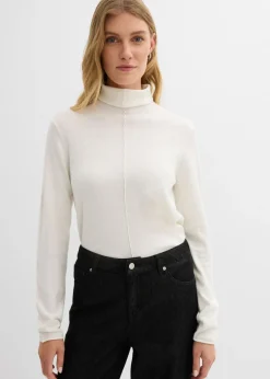New Jersey de mezcla de cachemir suave con cuello vuelto Mujer Esenciales|Jerséis