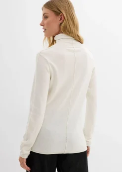 New Jersey de mezcla de cachemir suave con cuello vuelto Mujer Esenciales|Jerséis