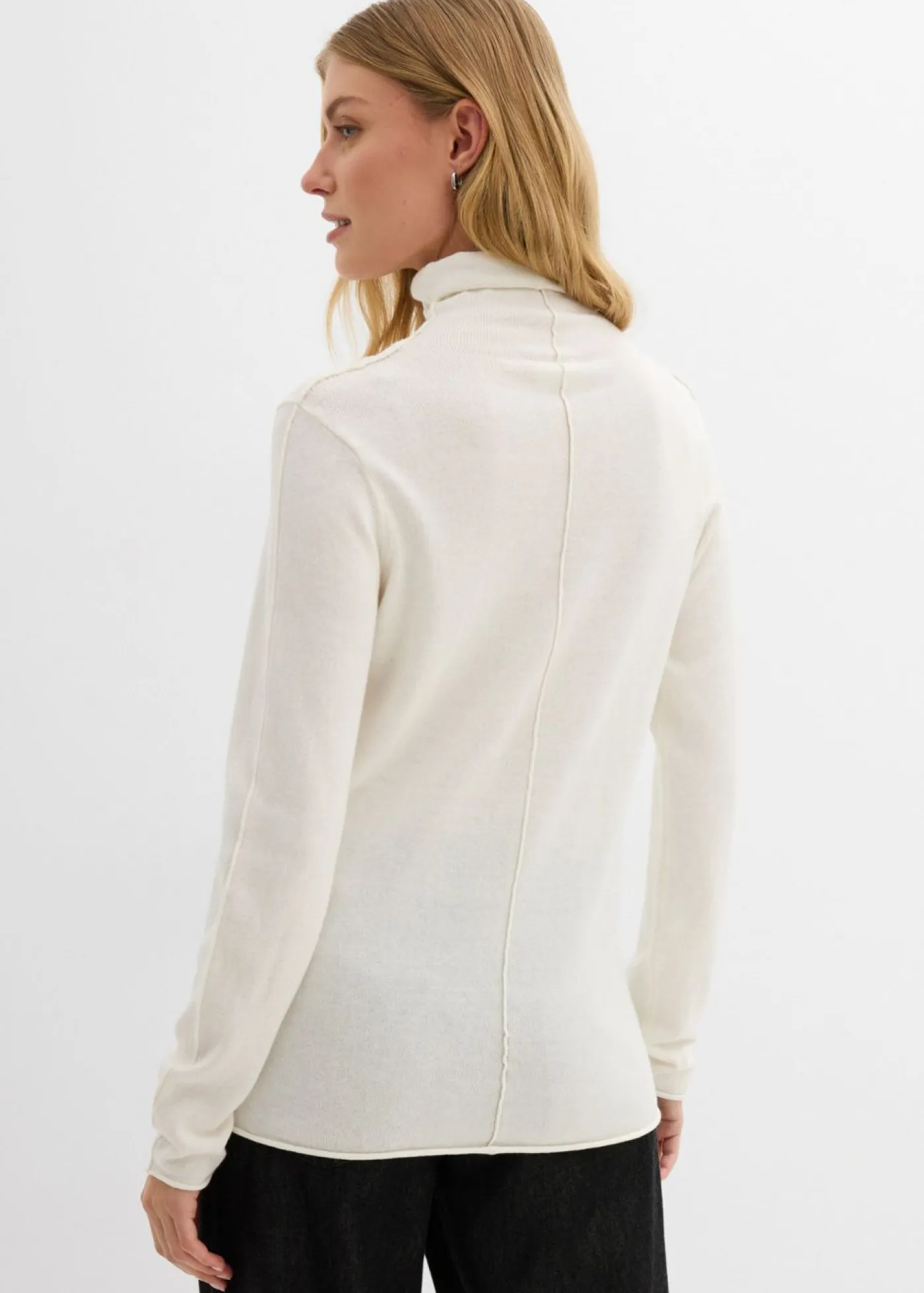 New Jersey de mezcla de cachemir suave con cuello vuelto Mujer Esenciales|Jerséis