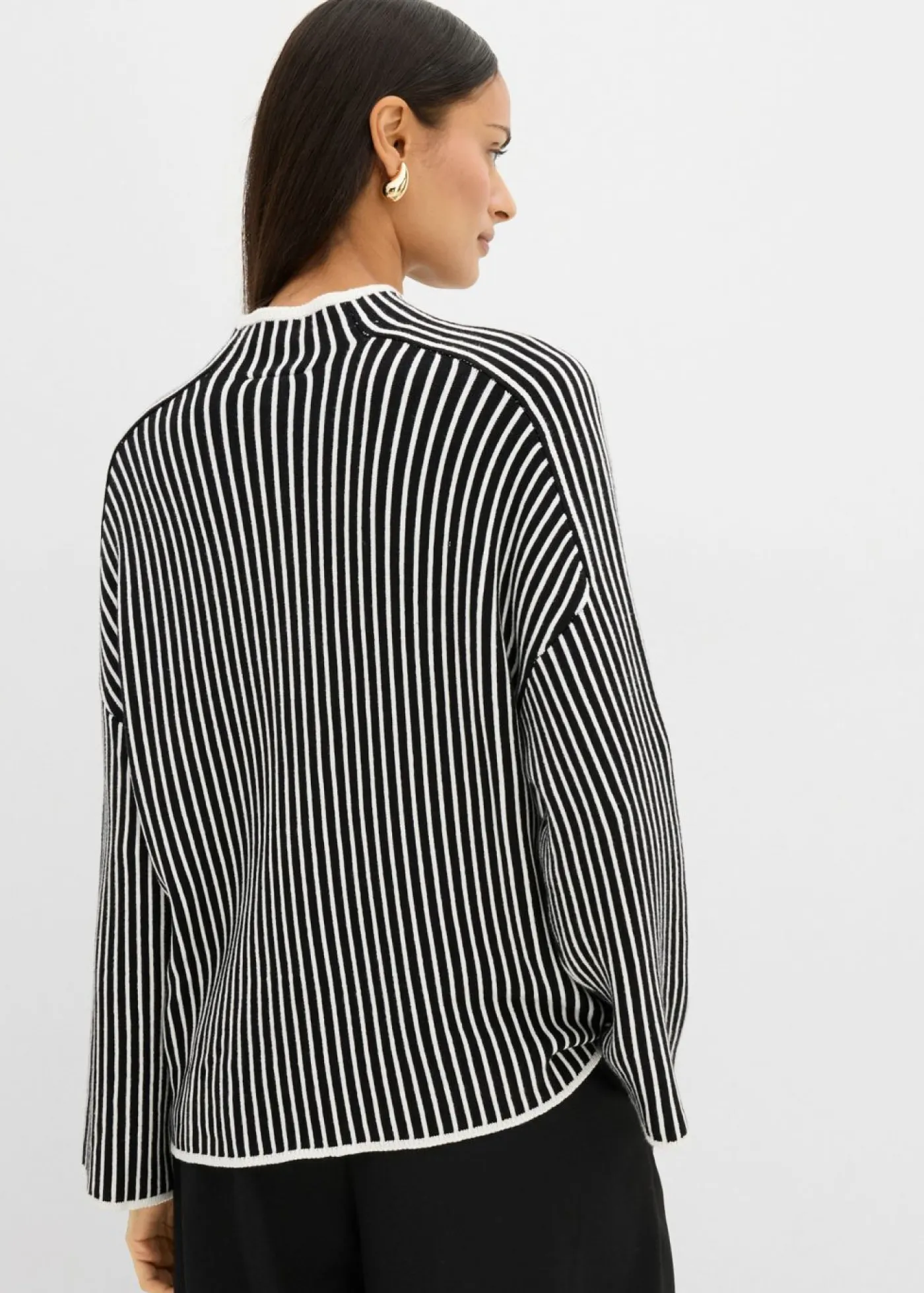 Jersey de mezcla de viscosa con cuello alto Mujer Esenciales|Jerséis