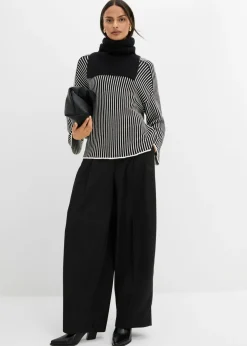 Jersey de mezcla de viscosa con cuello alto Mujer Esenciales|Jerséis
