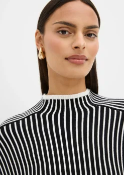 Jersey de mezcla de viscosa con cuello alto Mujer Esenciales|Jerséis