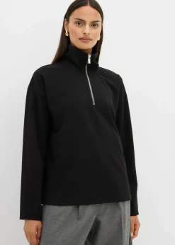 New Jersey de mezcla de viscosa con cuello troyer Mujer Esenciales|Jerséis