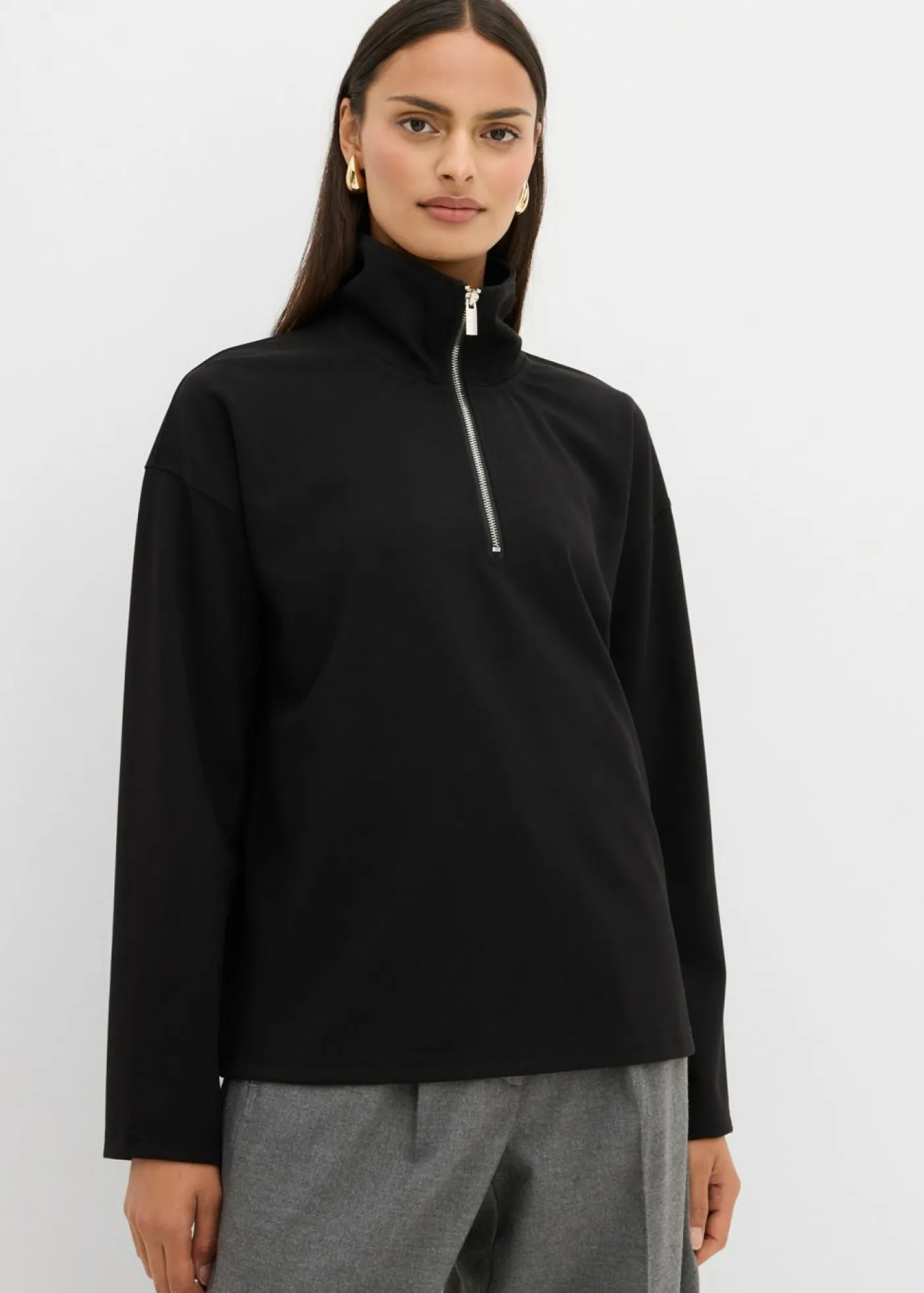 New Jersey de mezcla de viscosa con cuello troyer Mujer Esenciales|Jerséis