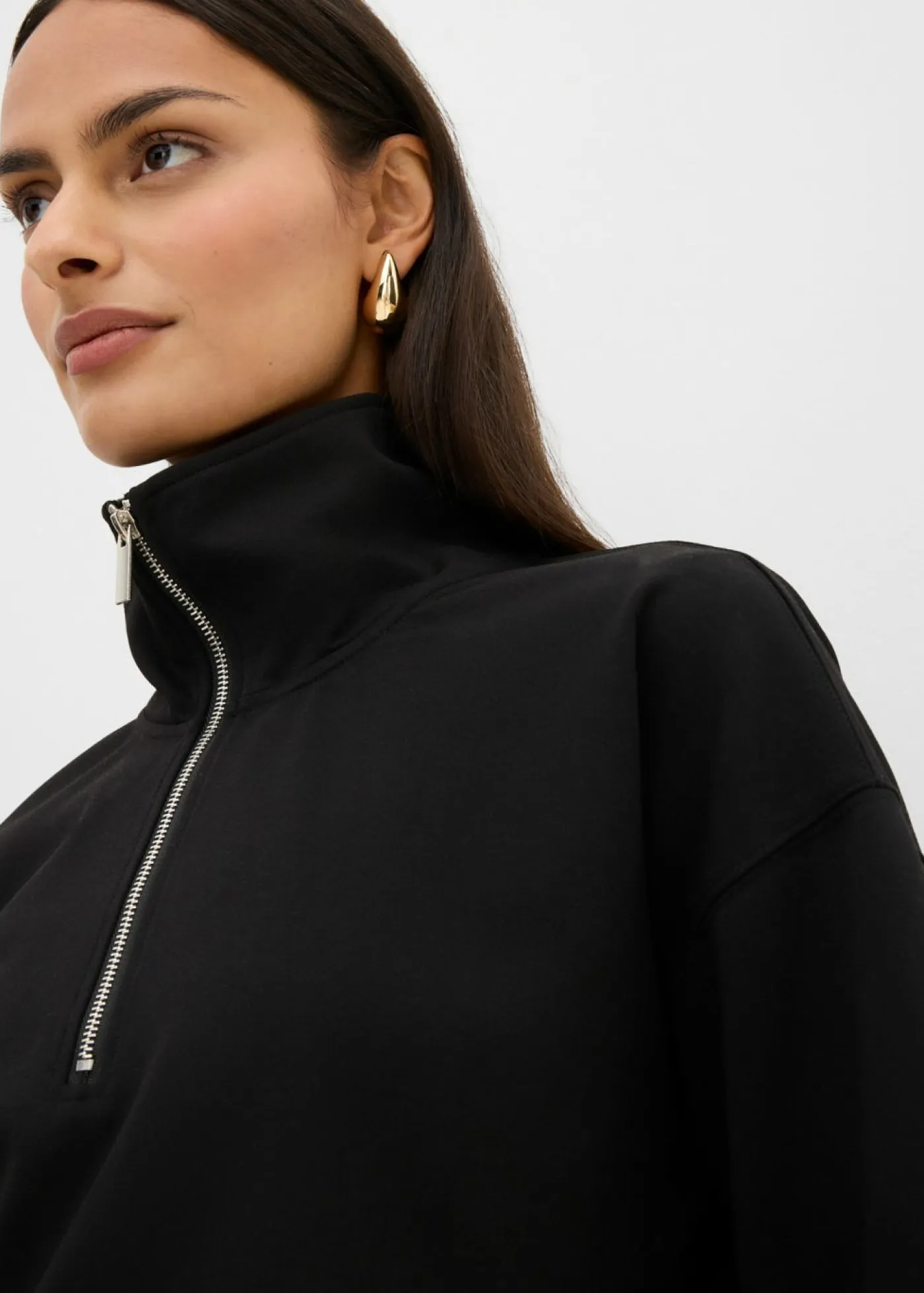 New Jersey de mezcla de viscosa con cuello troyer Mujer Esenciales|Jerséis