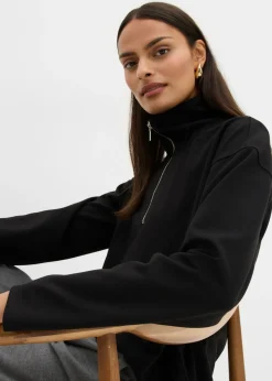 New Jersey de mezcla de viscosa con cuello troyer Mujer Esenciales|Jerséis