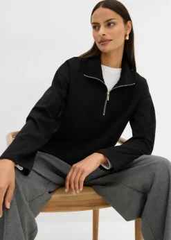 New Jersey de mezcla de viscosa con cuello troyer Mujer Esenciales|Jerséis